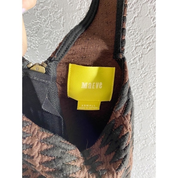 Anthropologie Maeve Meridian Midi Striped Quilted Brown Black Dress NWT - Picture 6 of 14